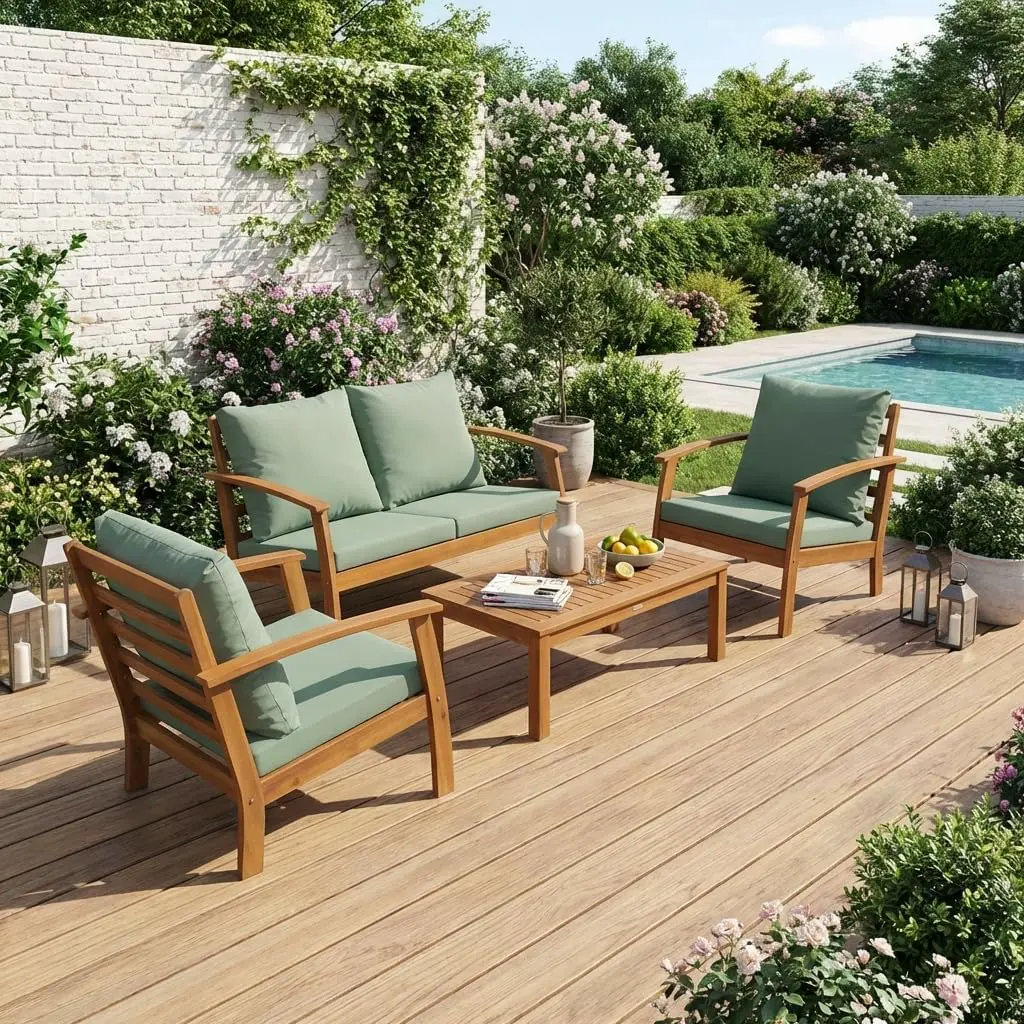 Salon de jardin 4 places en bois vue 2