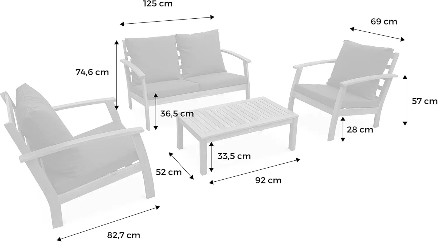 Salon de jardin 4 places en bois vue 8