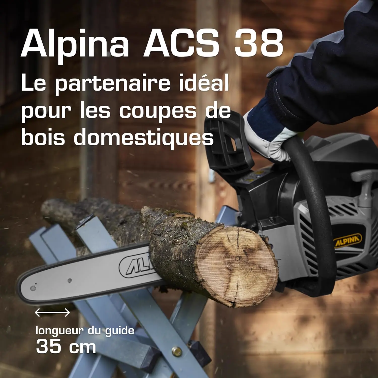 Tronçonneuse thermique en bois vue 2