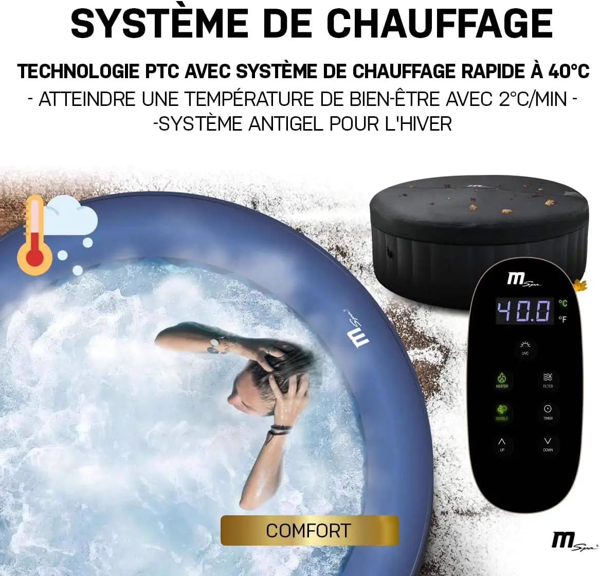 Spa gonflable 4 personnes 4 places en rotin gris 3x4 m vue 5
