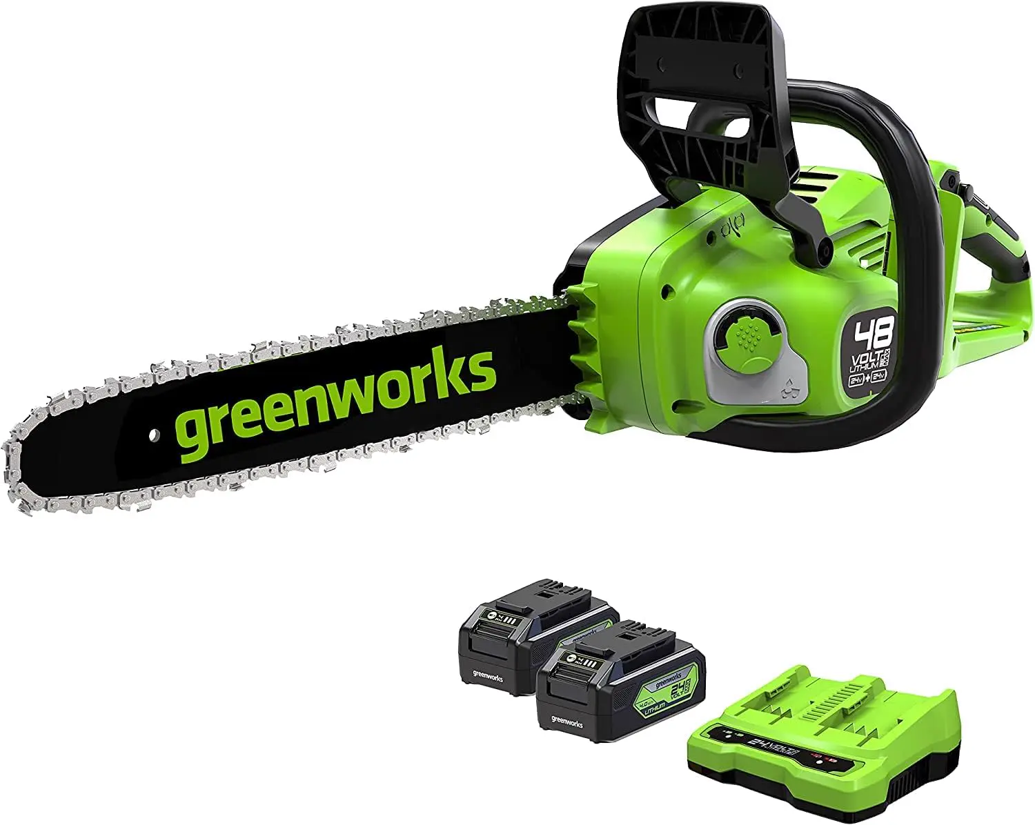 Greenworks 48V (24V x 2) Tronçonneuse à Batterie Moteur Sans Balais
