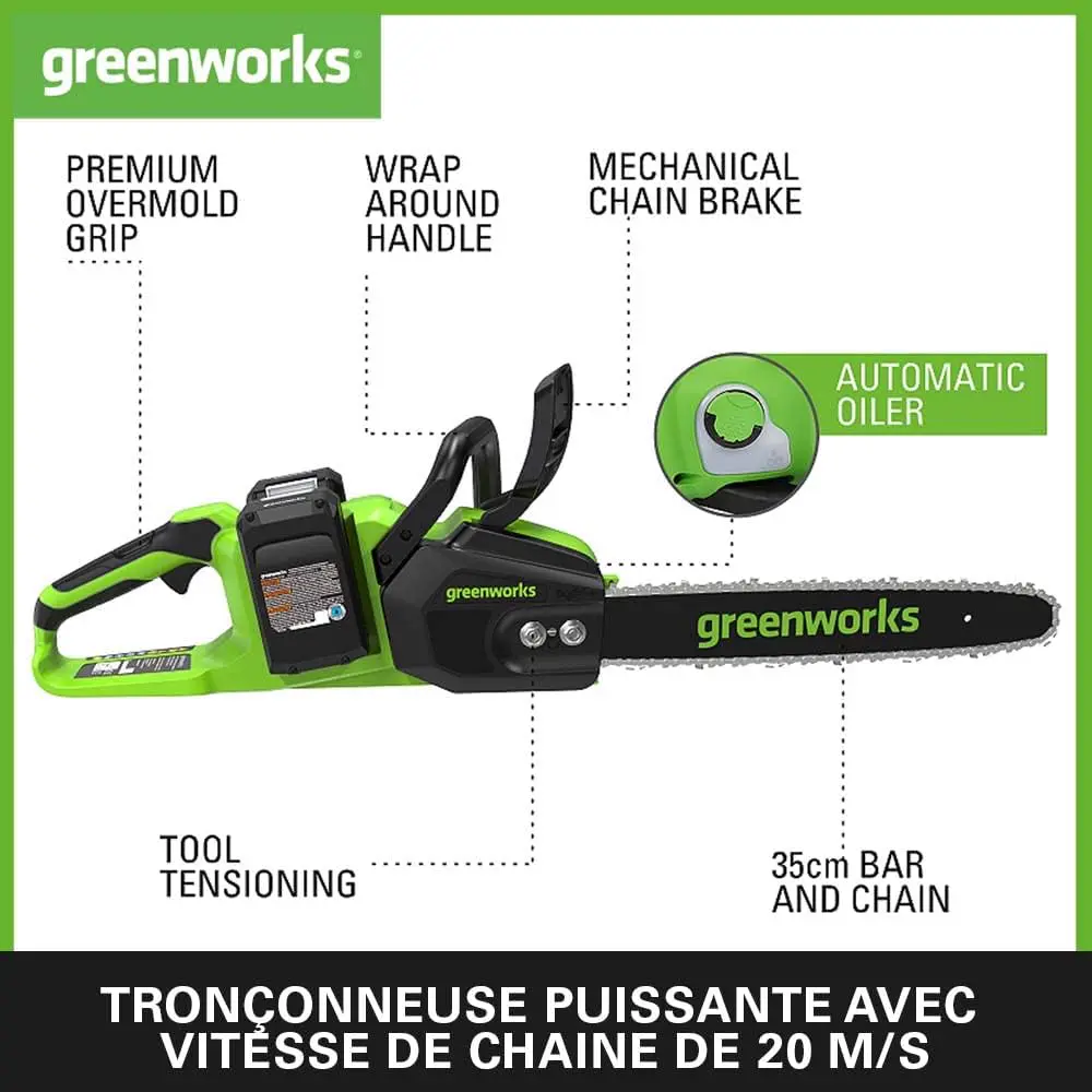 Tronçonneuse à batterie en métal vue 2