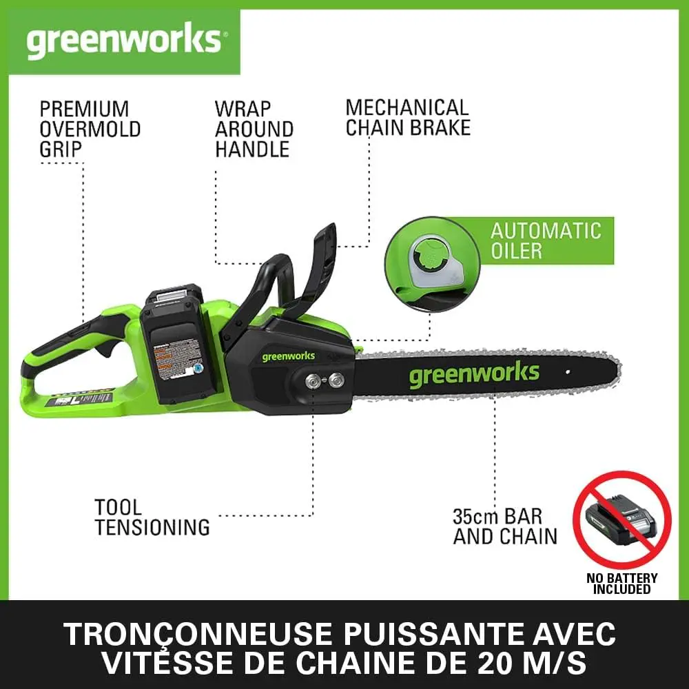 Tronçonneuse à batterie en métal vue 2