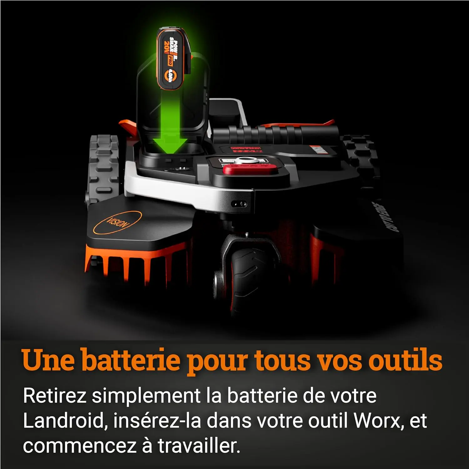 Robot tondeuse orange vue 8