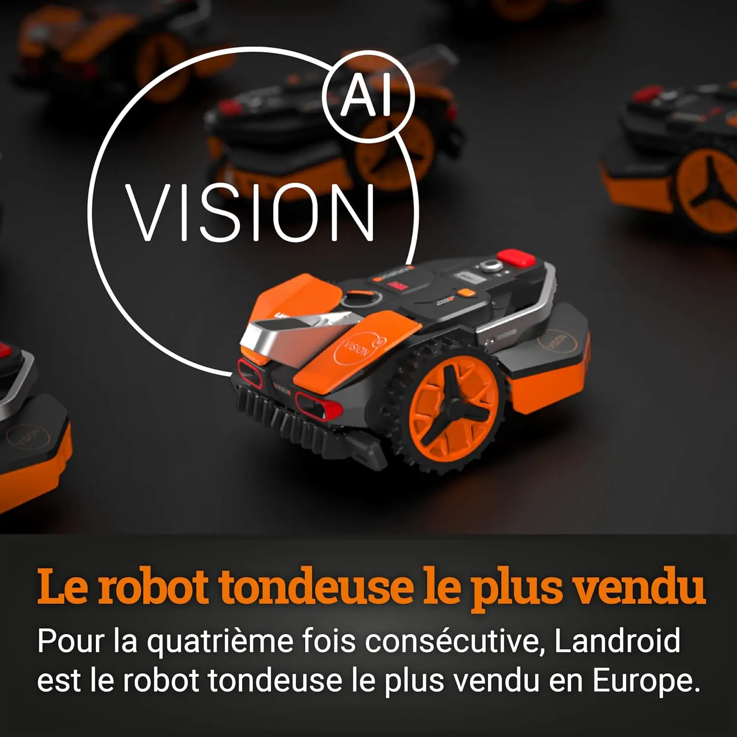 Robot tondeuse orange vue 9