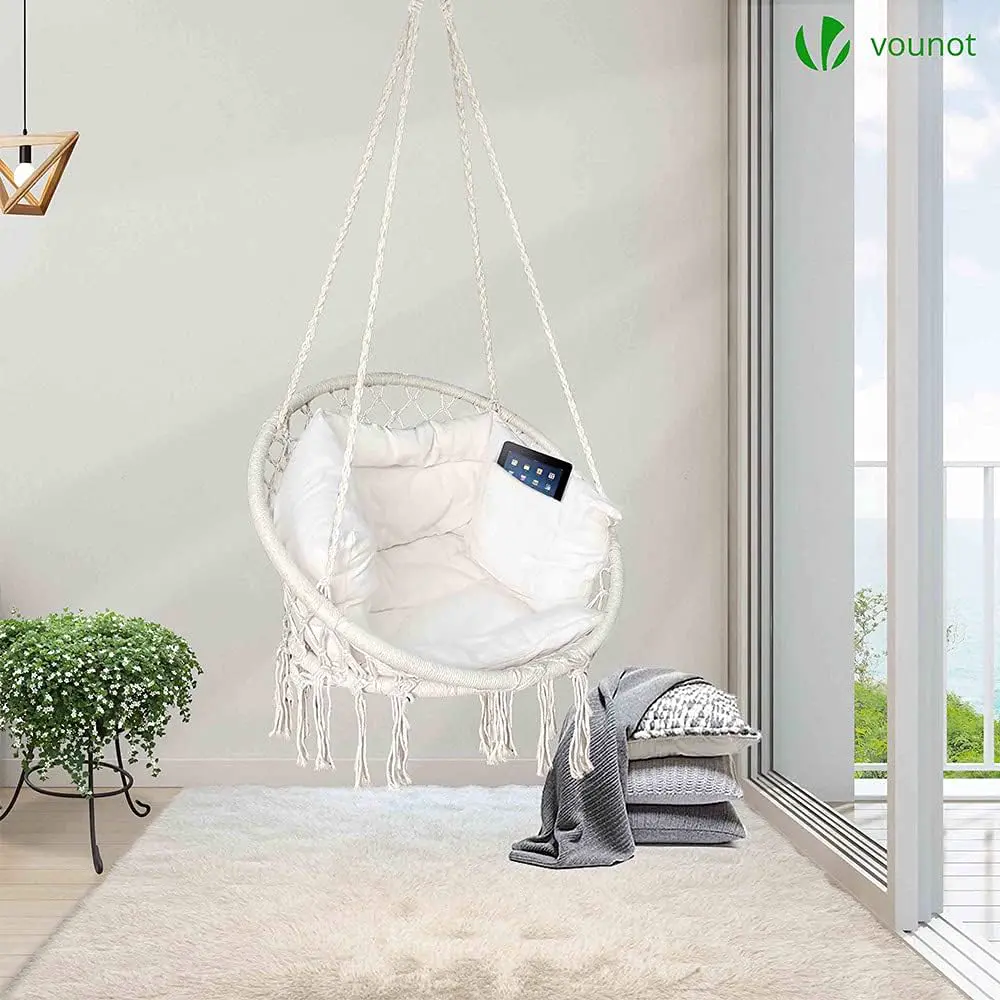 VOUNOT® Fauteuil Suspendu à Franges avec Coussins de Siège