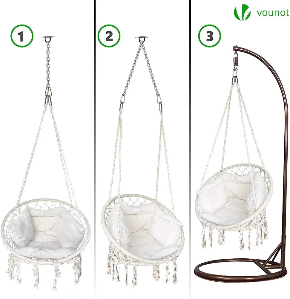 Fauteuils suspendus en métal gris vue 4