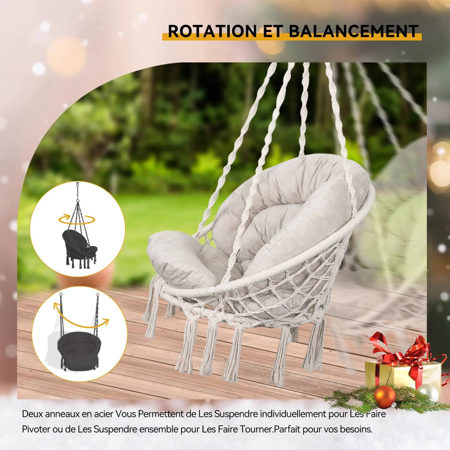 Fauteuils suspendus beige vue 3