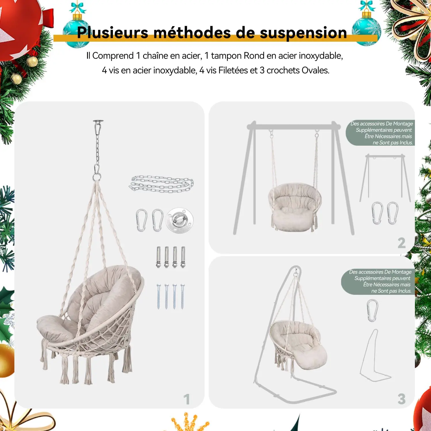 Fauteuils suspendus beige vue 4