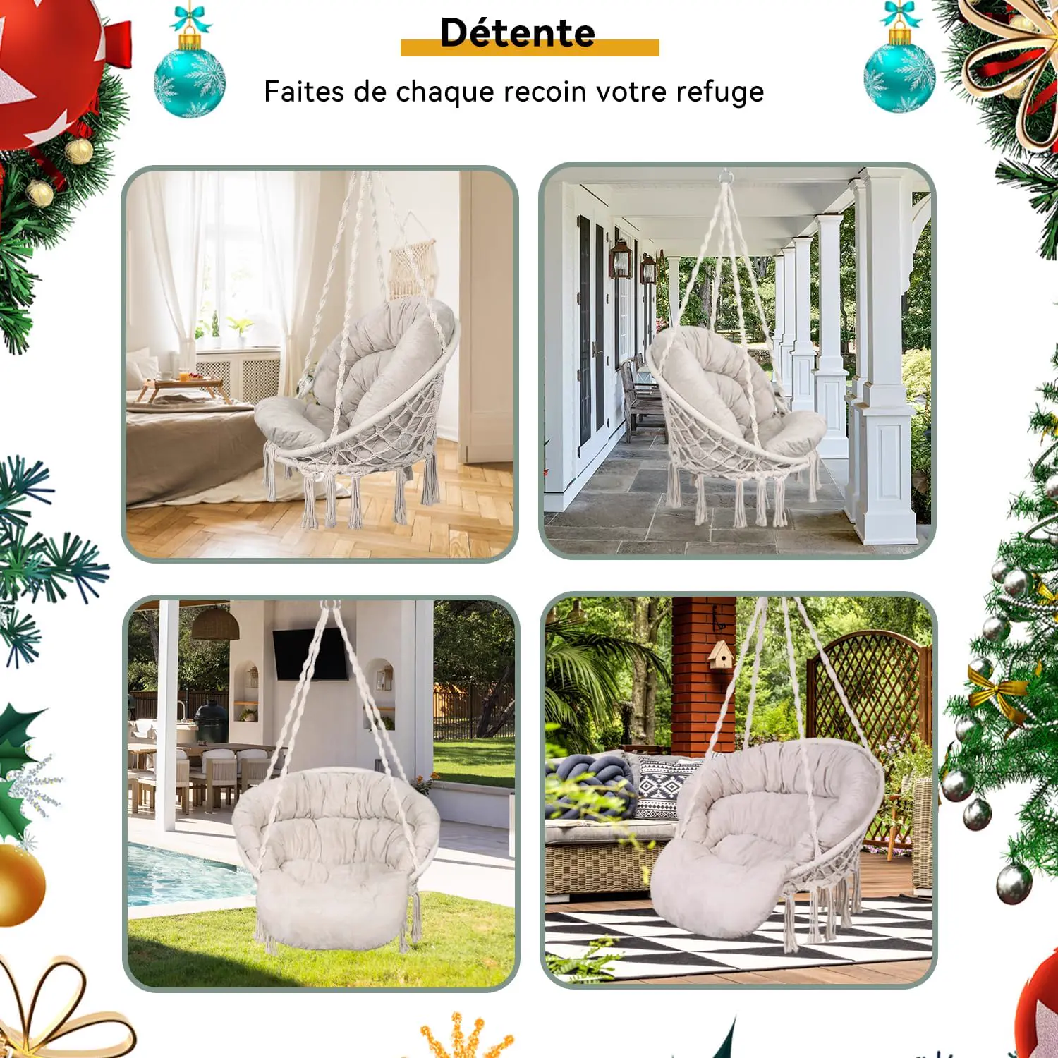 Fauteuils suspendus beige vue 5