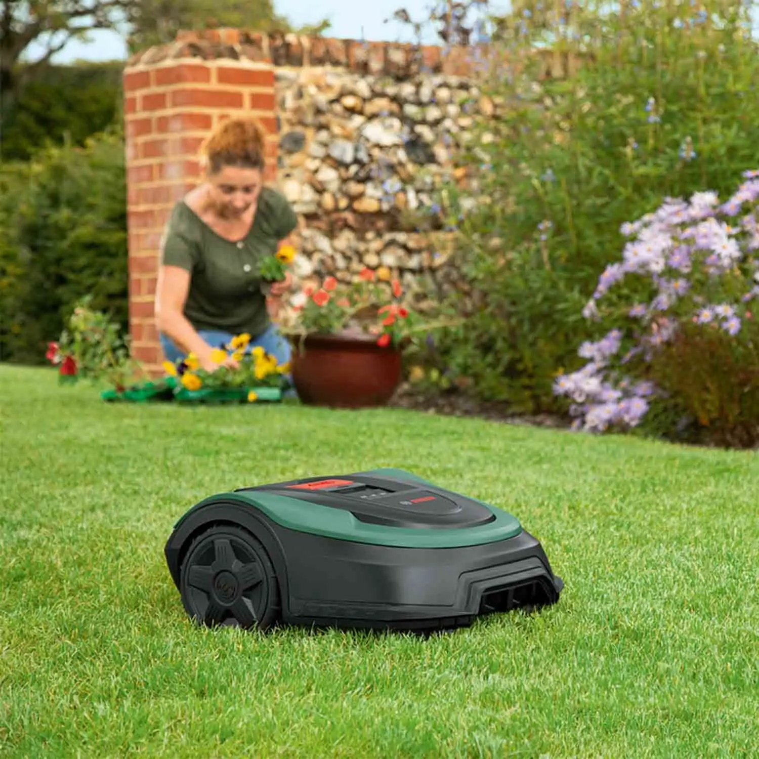 Robot tondeuse vert vue 3