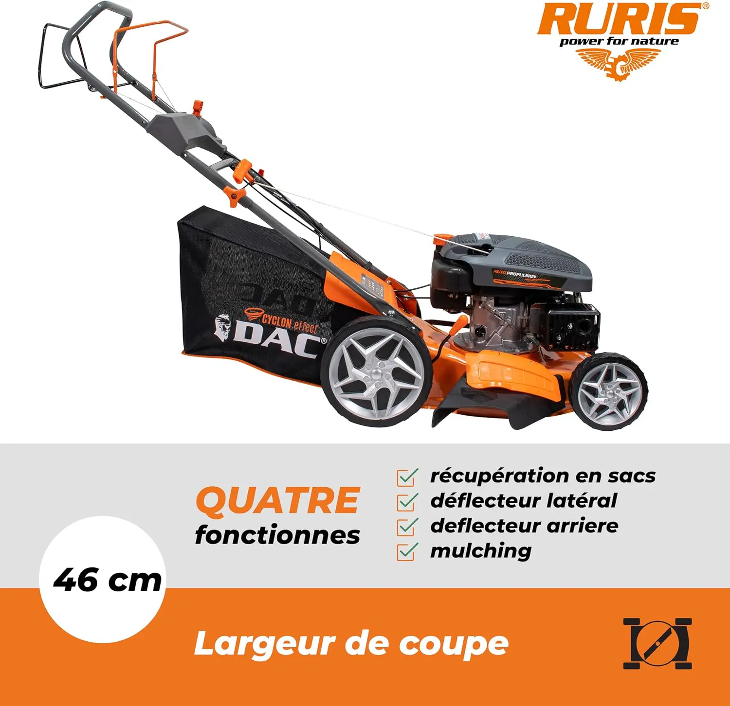 Tondeuse autoportée en métal orange vue 3