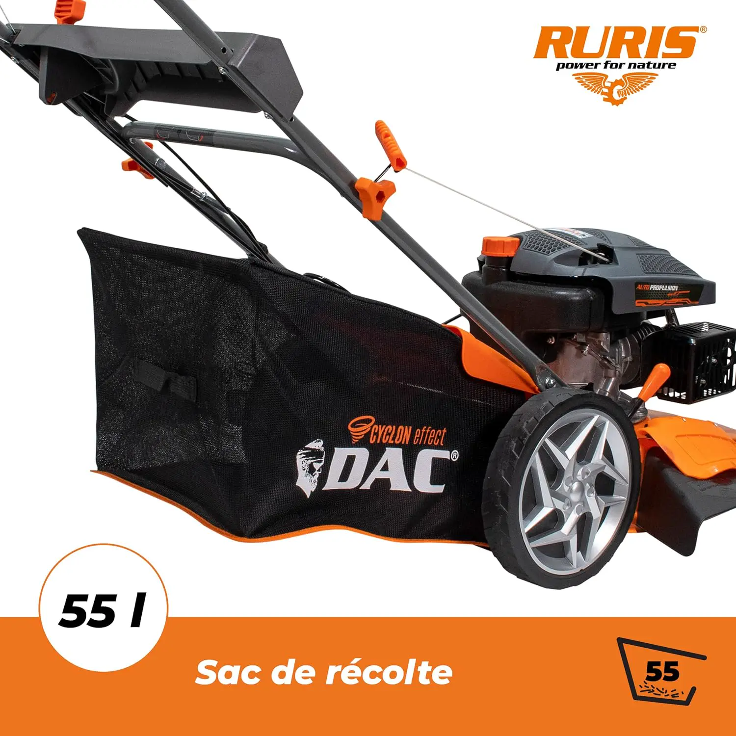 Tondeuse autoportée en métal orange vue 4