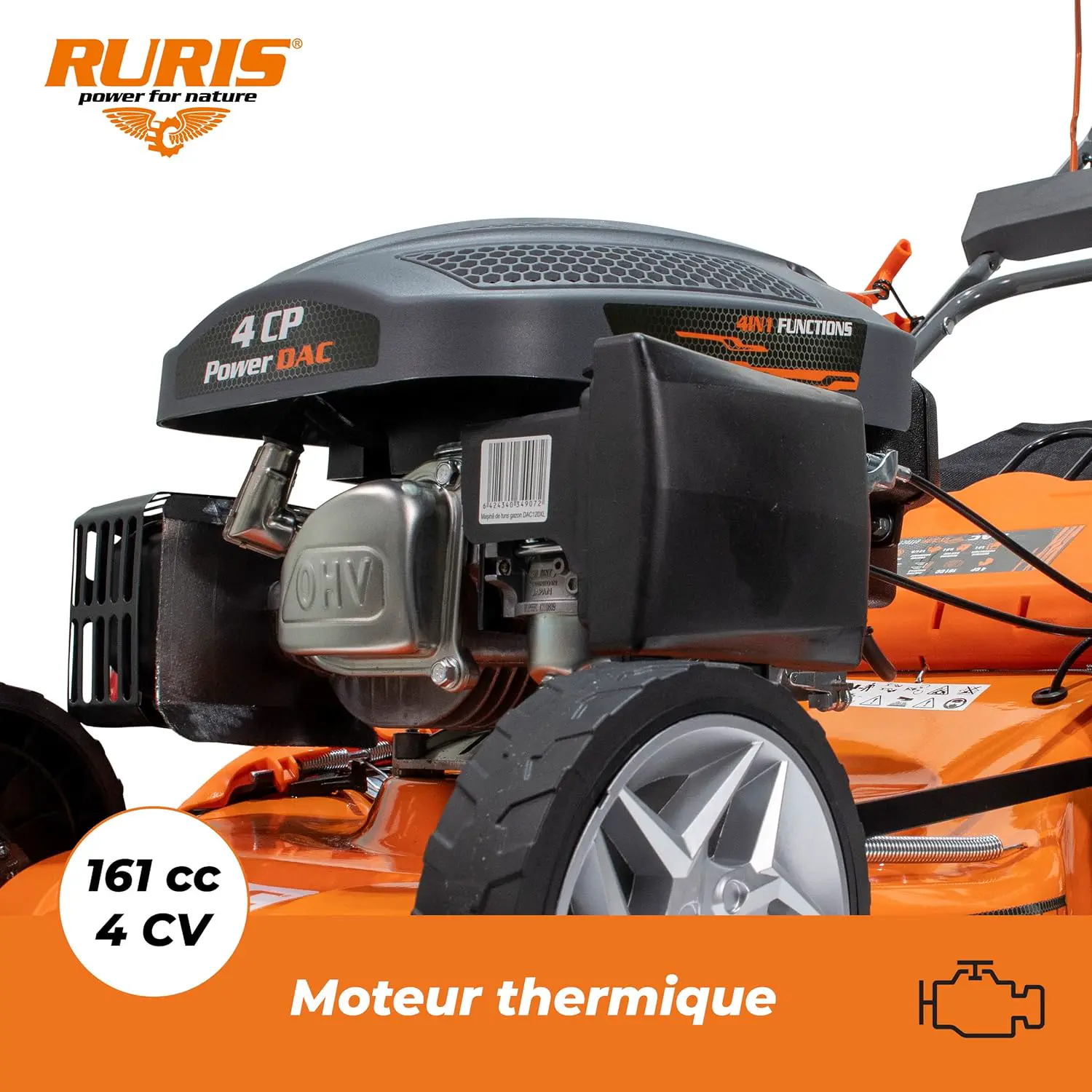 Tondeuse autoportée en métal orange vue 5
