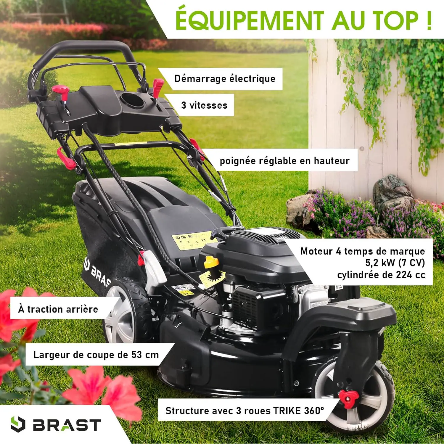 Tondeuse autoportée en métal noir vue 2