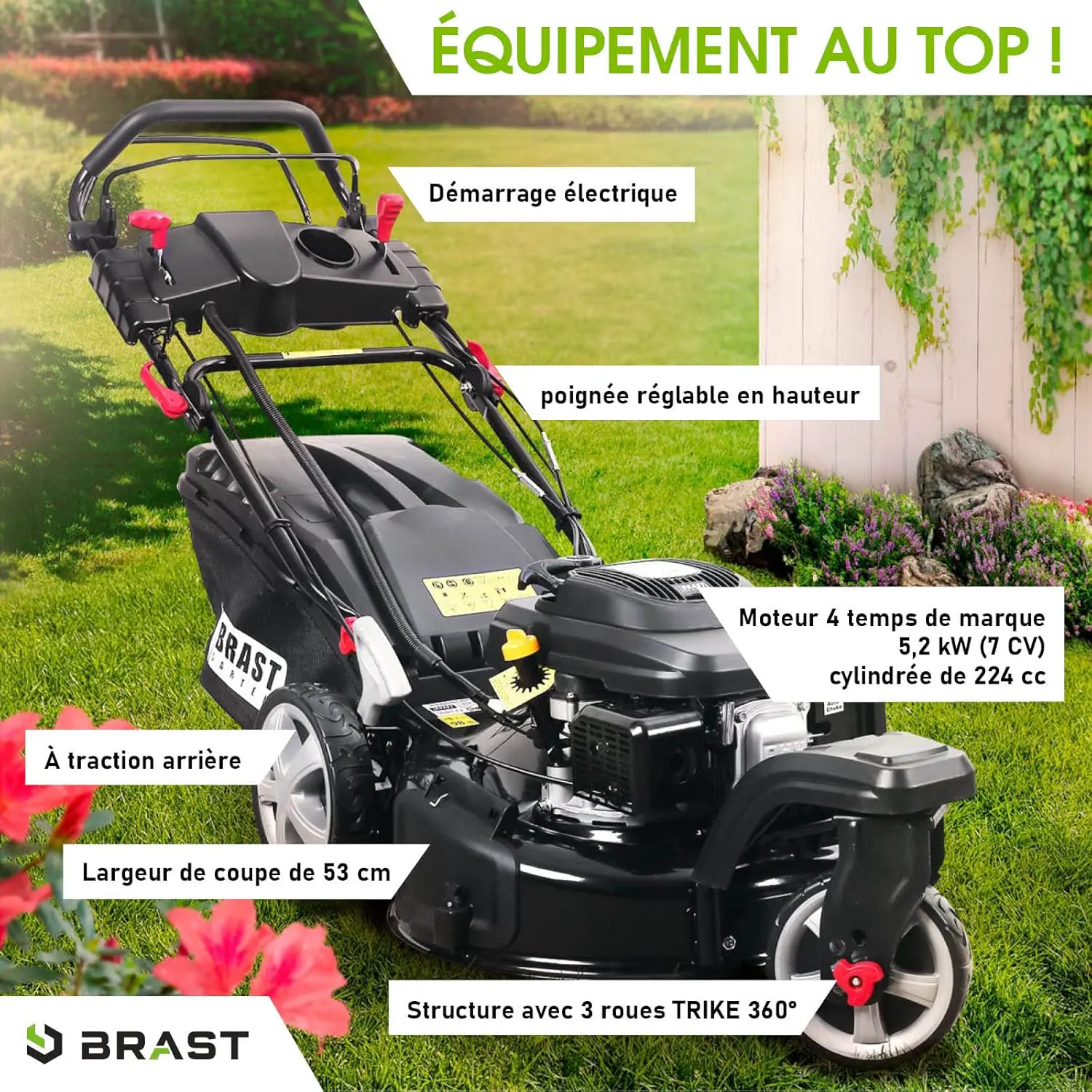 Tondeuse autoportée en métal noir vue 2
