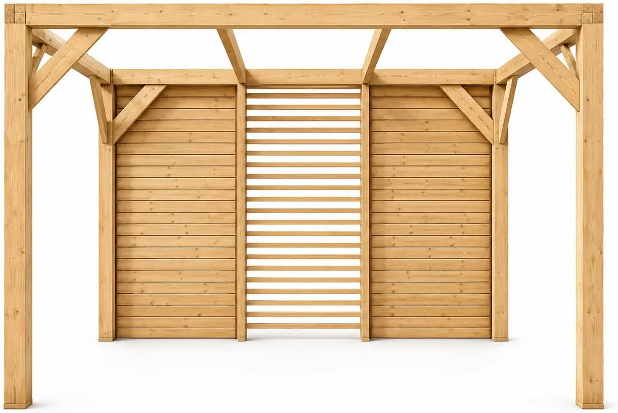 Pergola en bois 3,39x3,12 m vue 2
