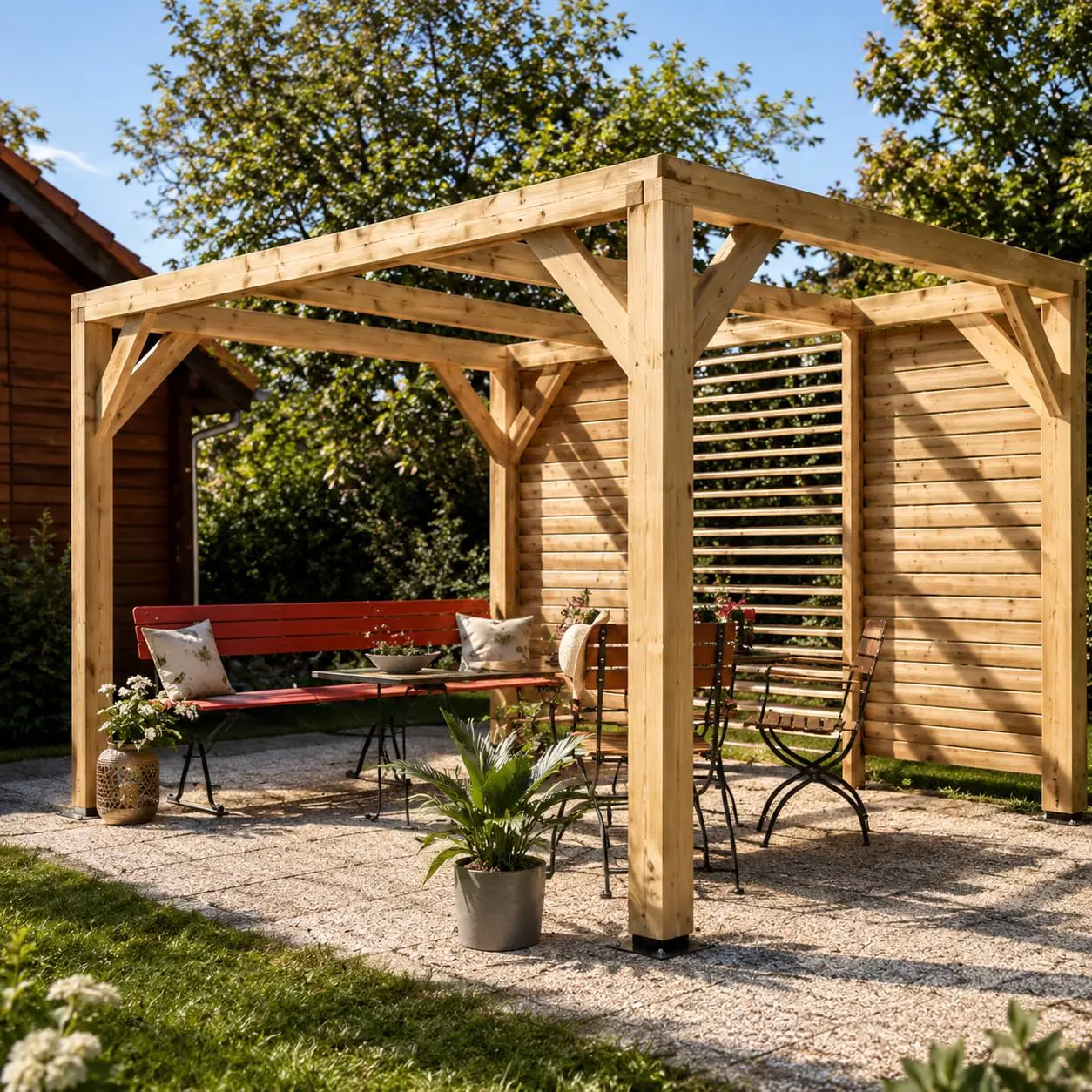 Pergola Bioclimatique 10.57m² Bois Naturel - VT3431V