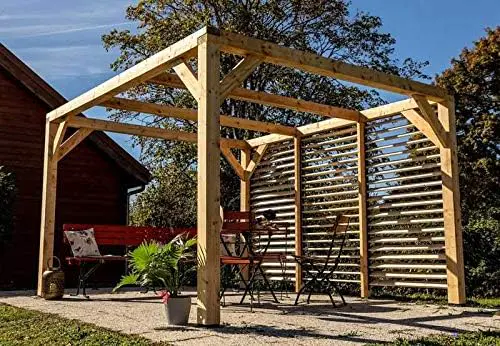 Pergola Bioclimatique 12.20m² Bois Naturel - VT3436V 12.20m²
