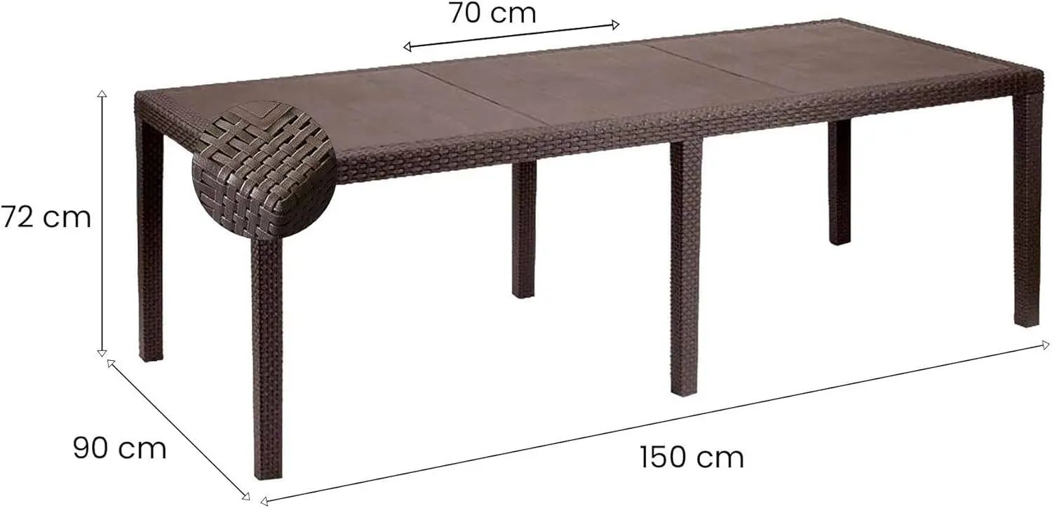 Table de jardin 10 places en rotin marron vue 3