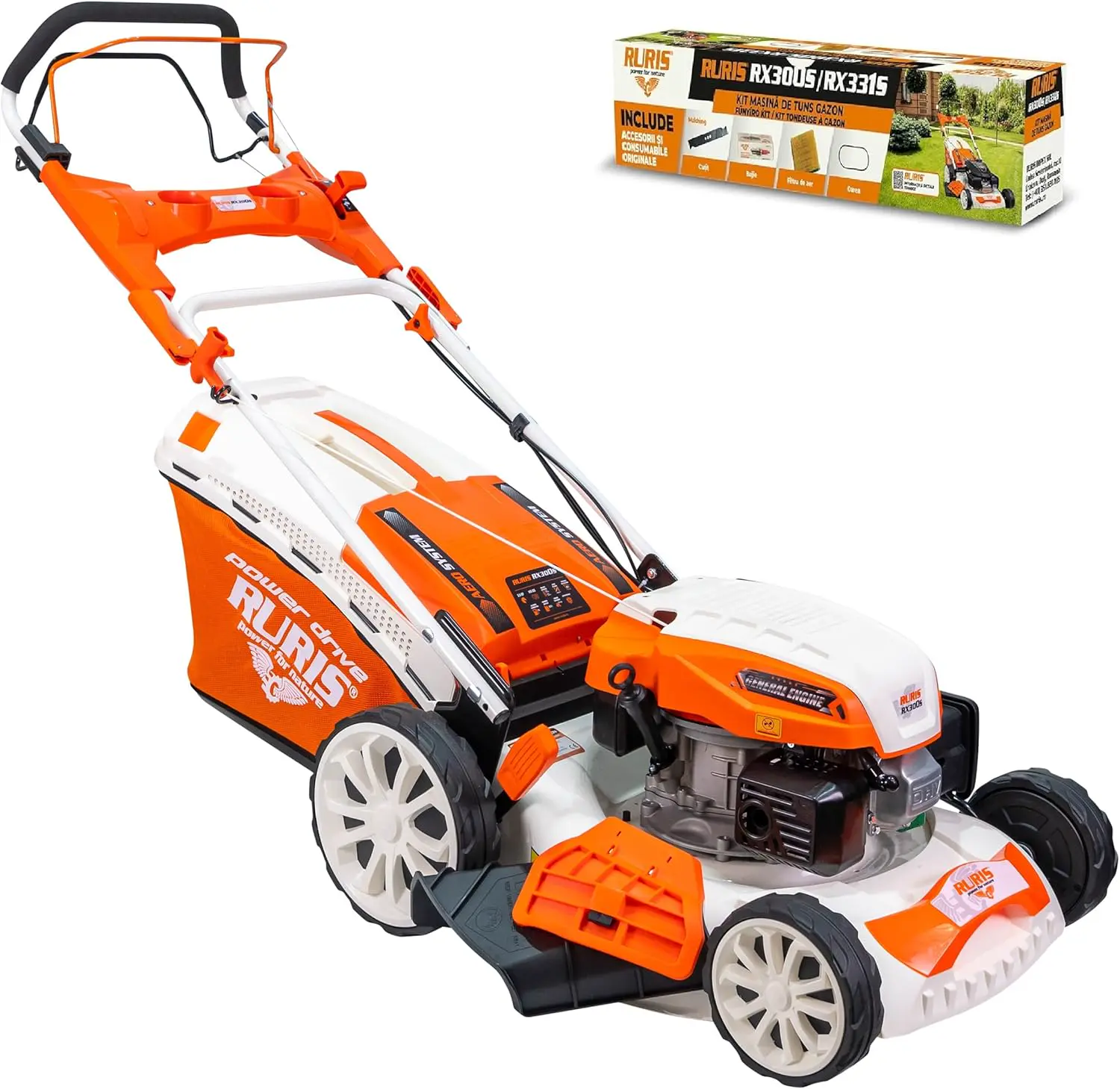 RURIS Tondeuse à Gazon Thermique tractée 3,5 CV 139 CC Coupe 46 cm