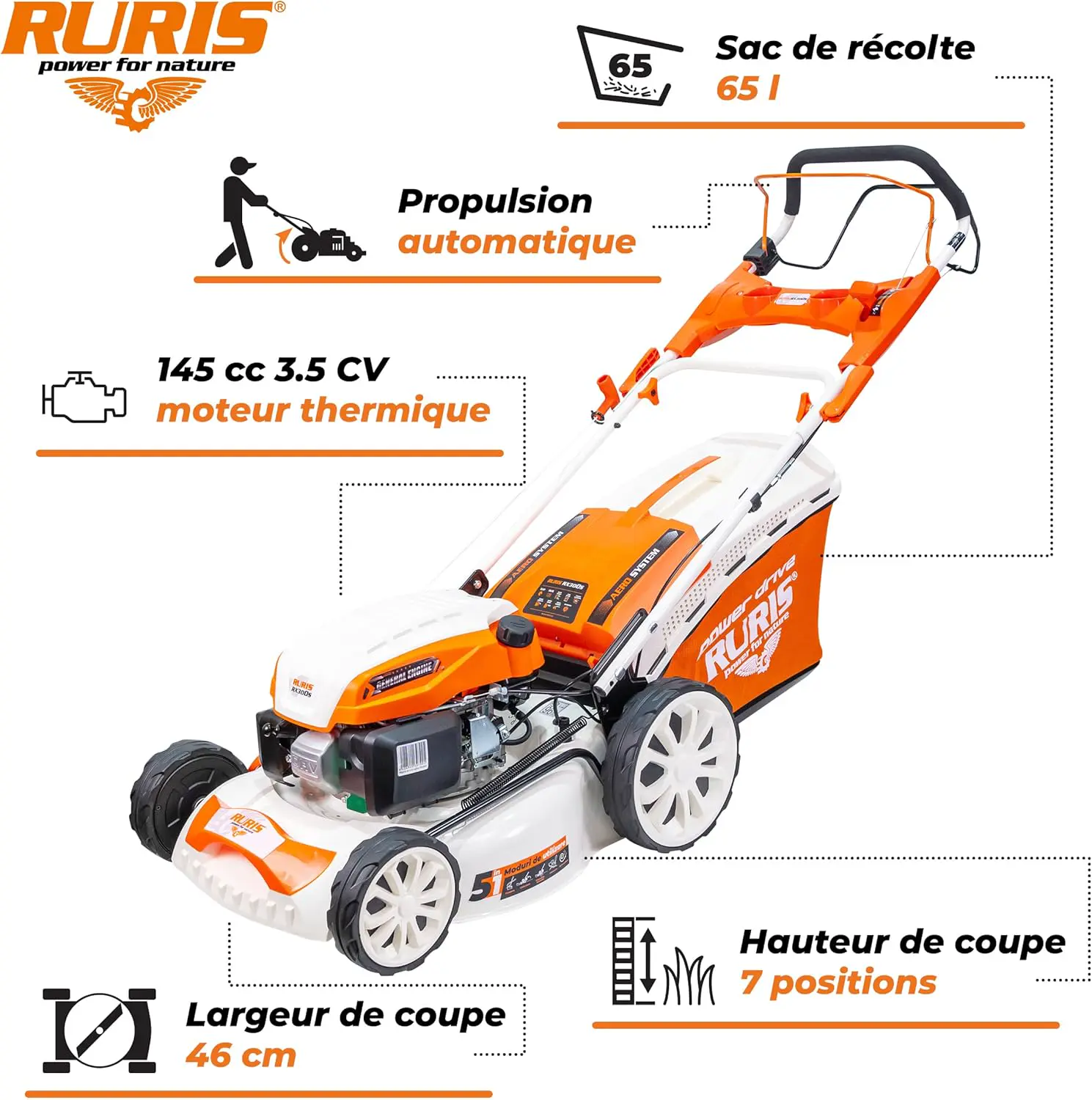 Tondeuse autoportée en métal orange vue 2