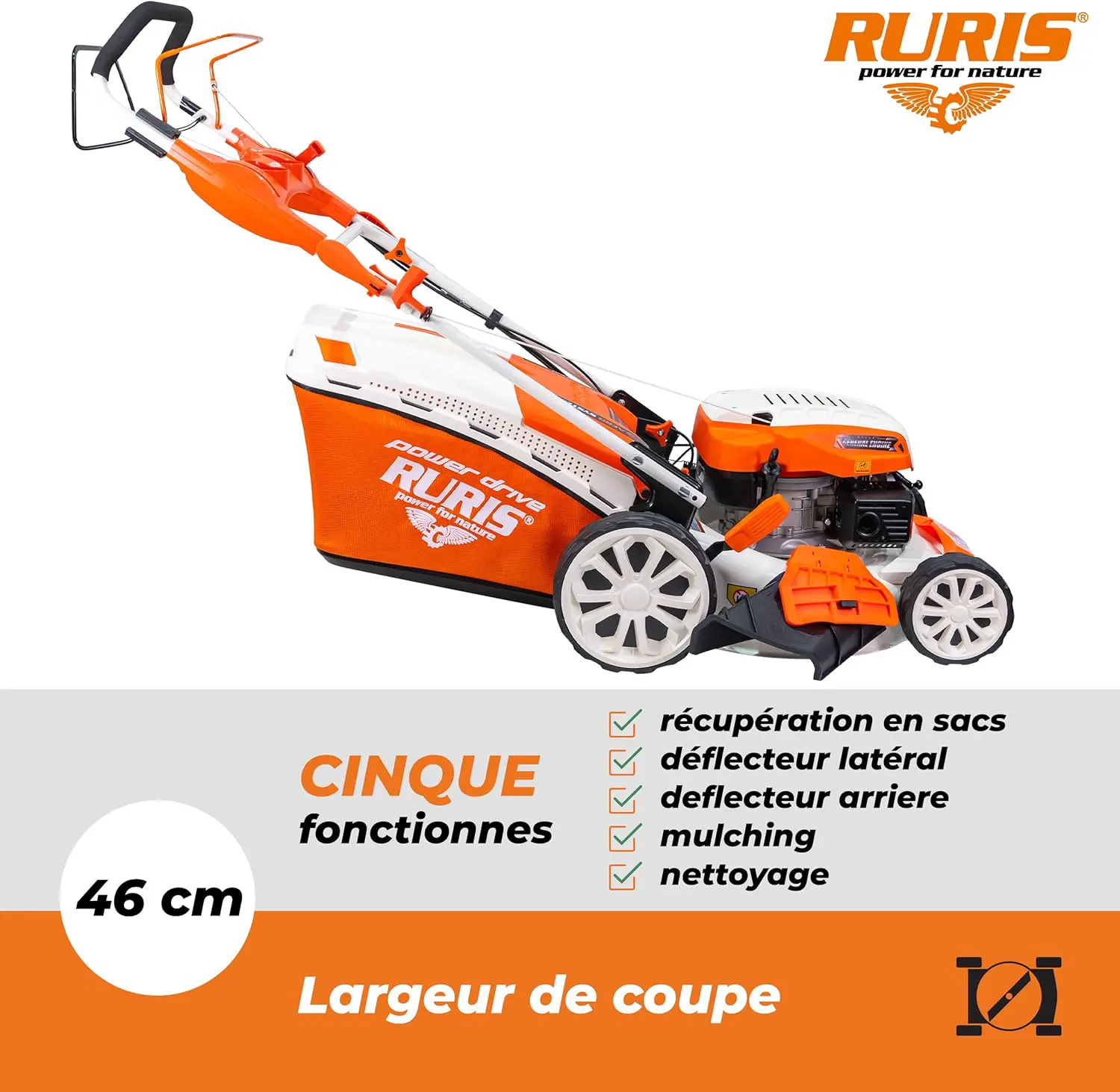 Tondeuse autoportée en métal orange vue 3