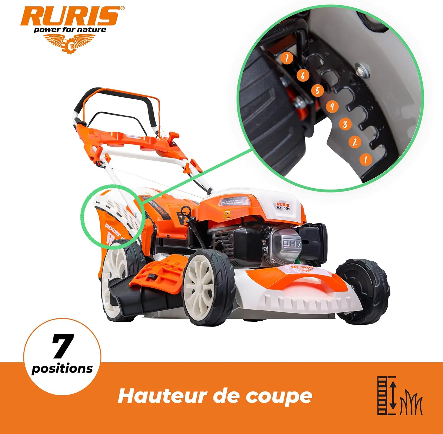 Tondeuse autoportée en métal orange vue 4