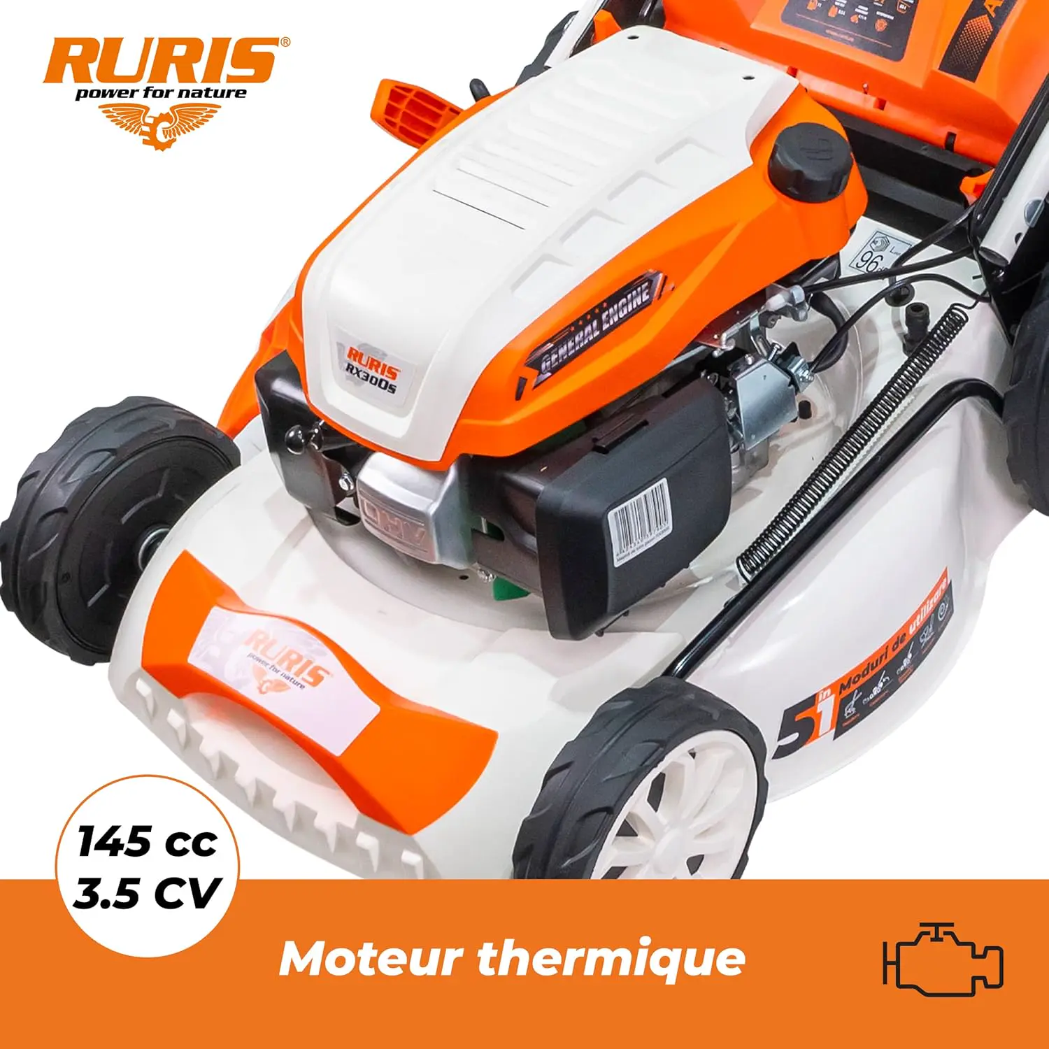 Tondeuse autoportée en métal orange vue 6