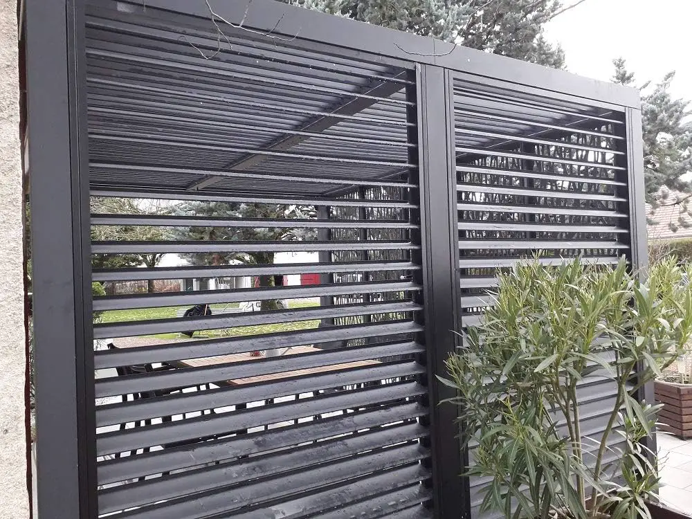 Pergola en aluminium gris 10x10 m vue 2
