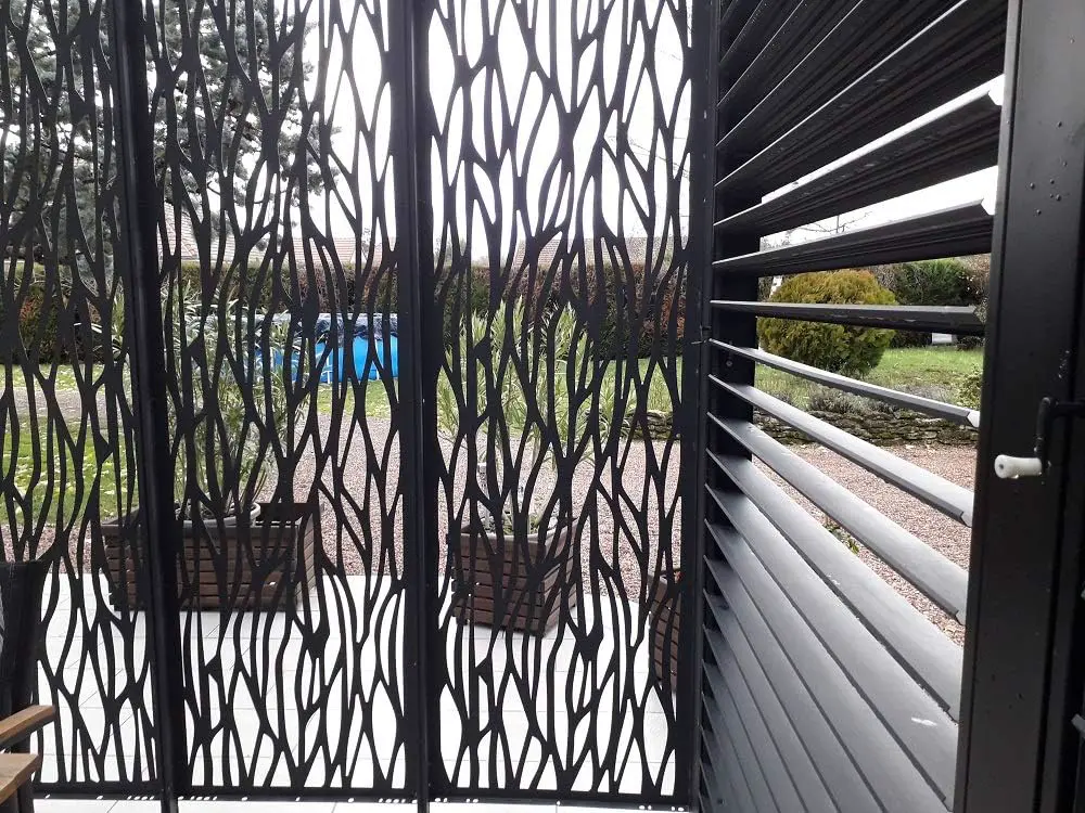 Pergola en aluminium gris 10x10 m vue 3