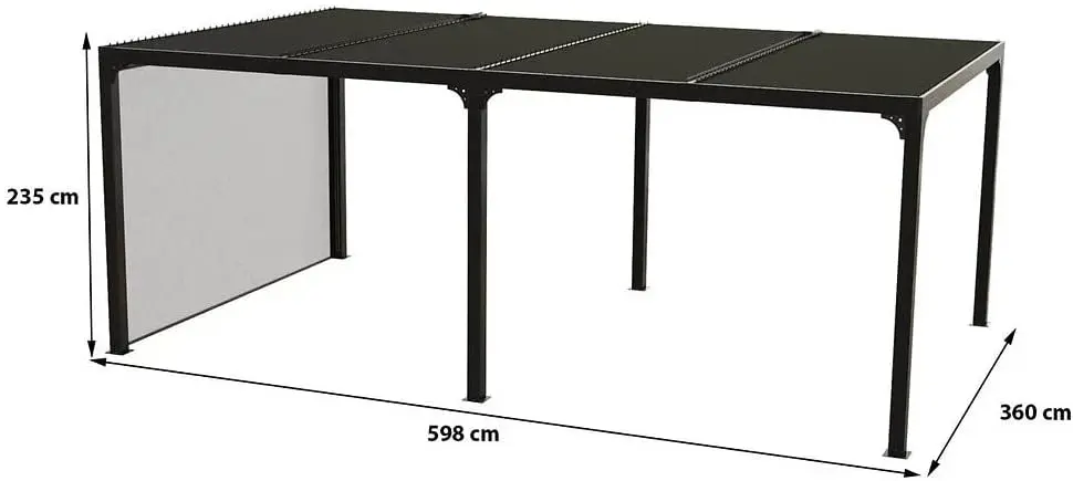 Pergola en aluminium anthracite 3,6x6 m vue 5