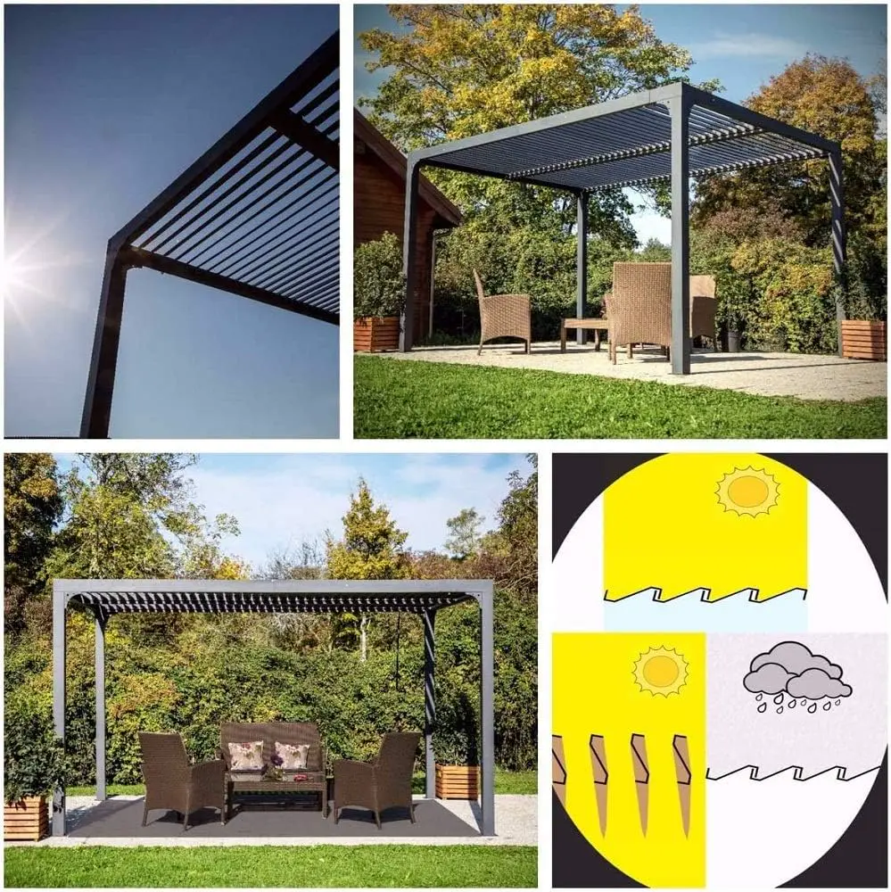 Pergola en aluminium gris 7,2 m² vue 4