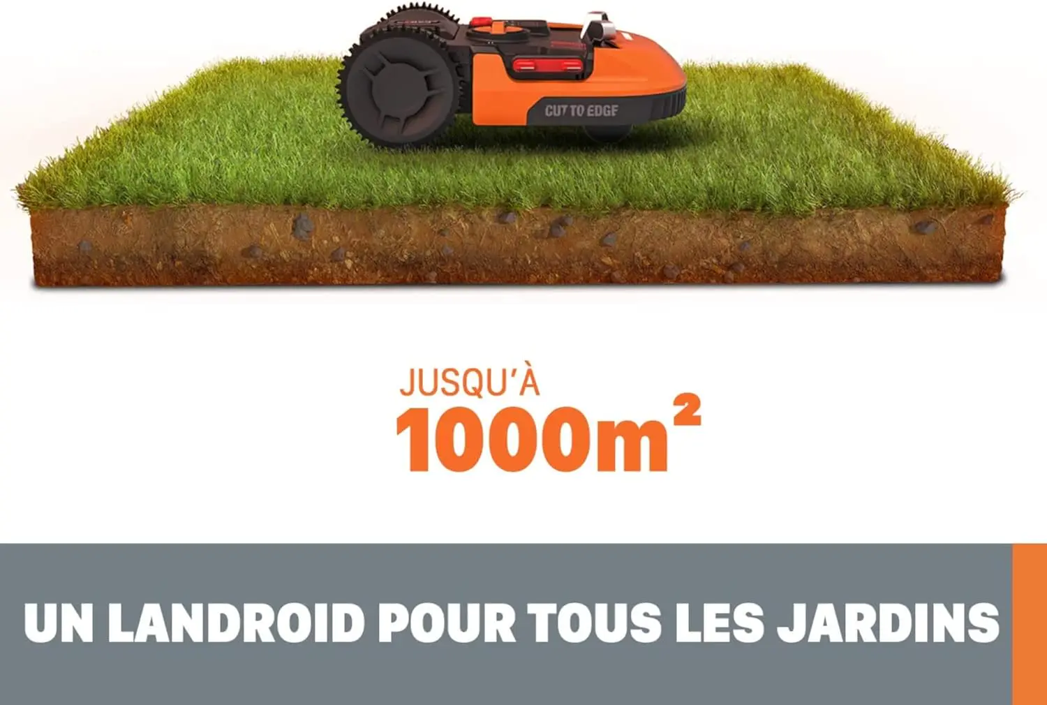 Robot tondeuse orange vue 3