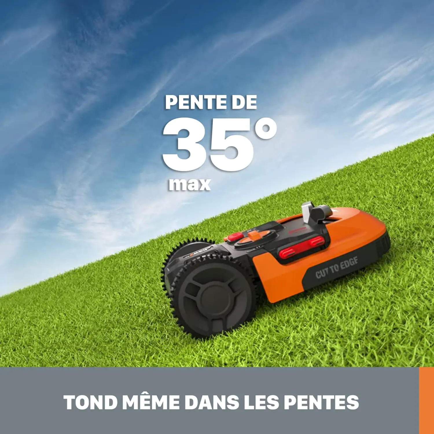 Robot tondeuse orange vue 6