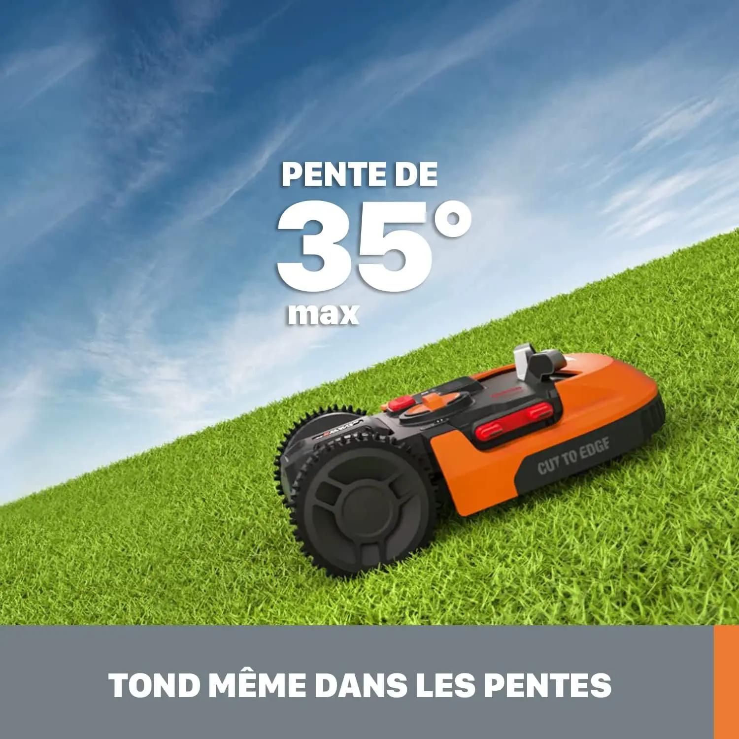 Robot tondeuse orange vue 6