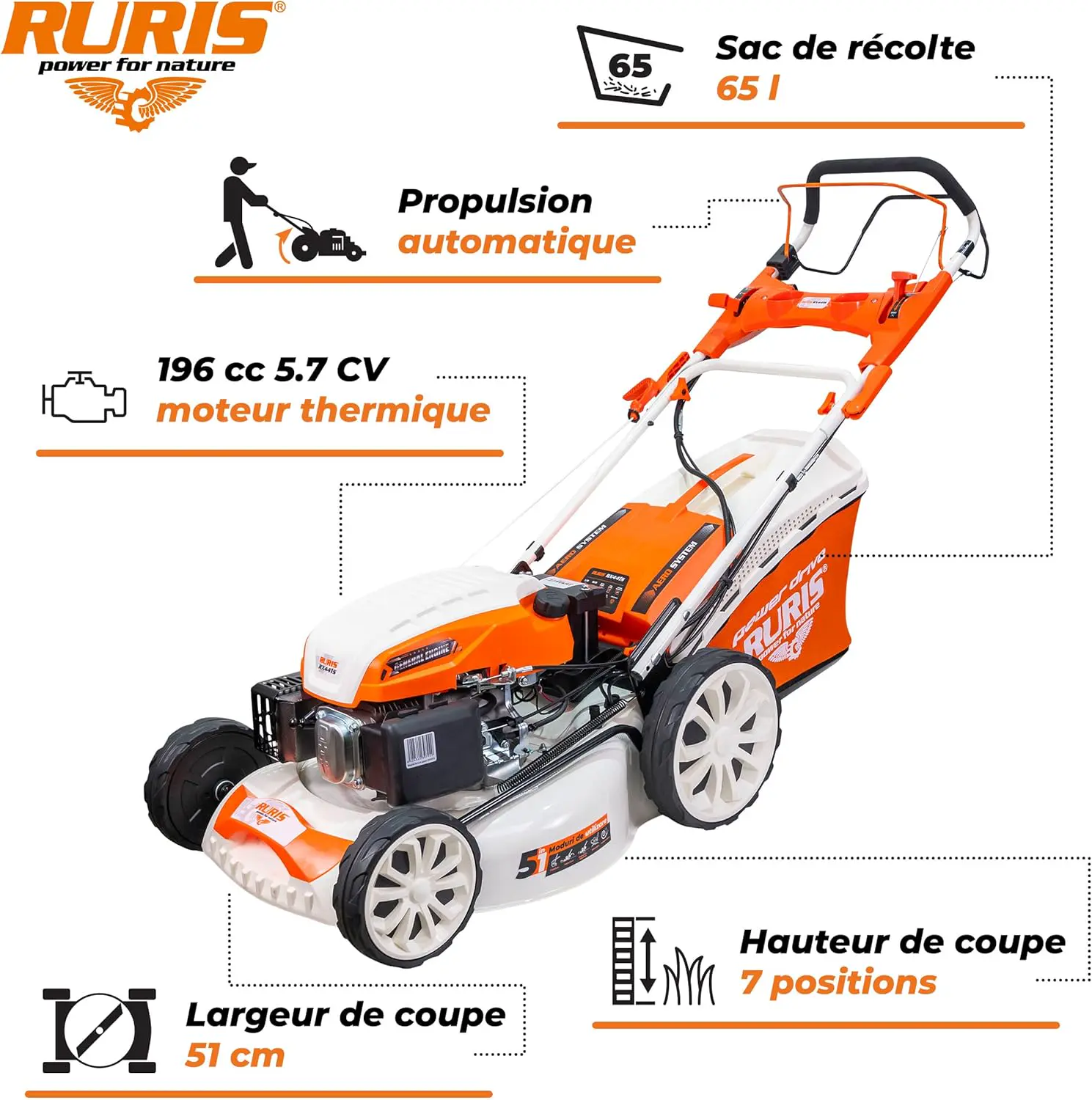 Tondeuse autoportée en métal orange vue 2