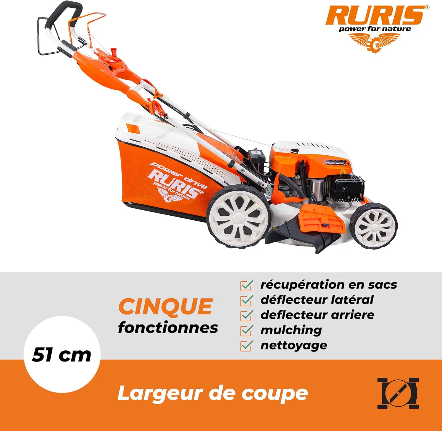 Tondeuse autoportée en métal orange vue 3