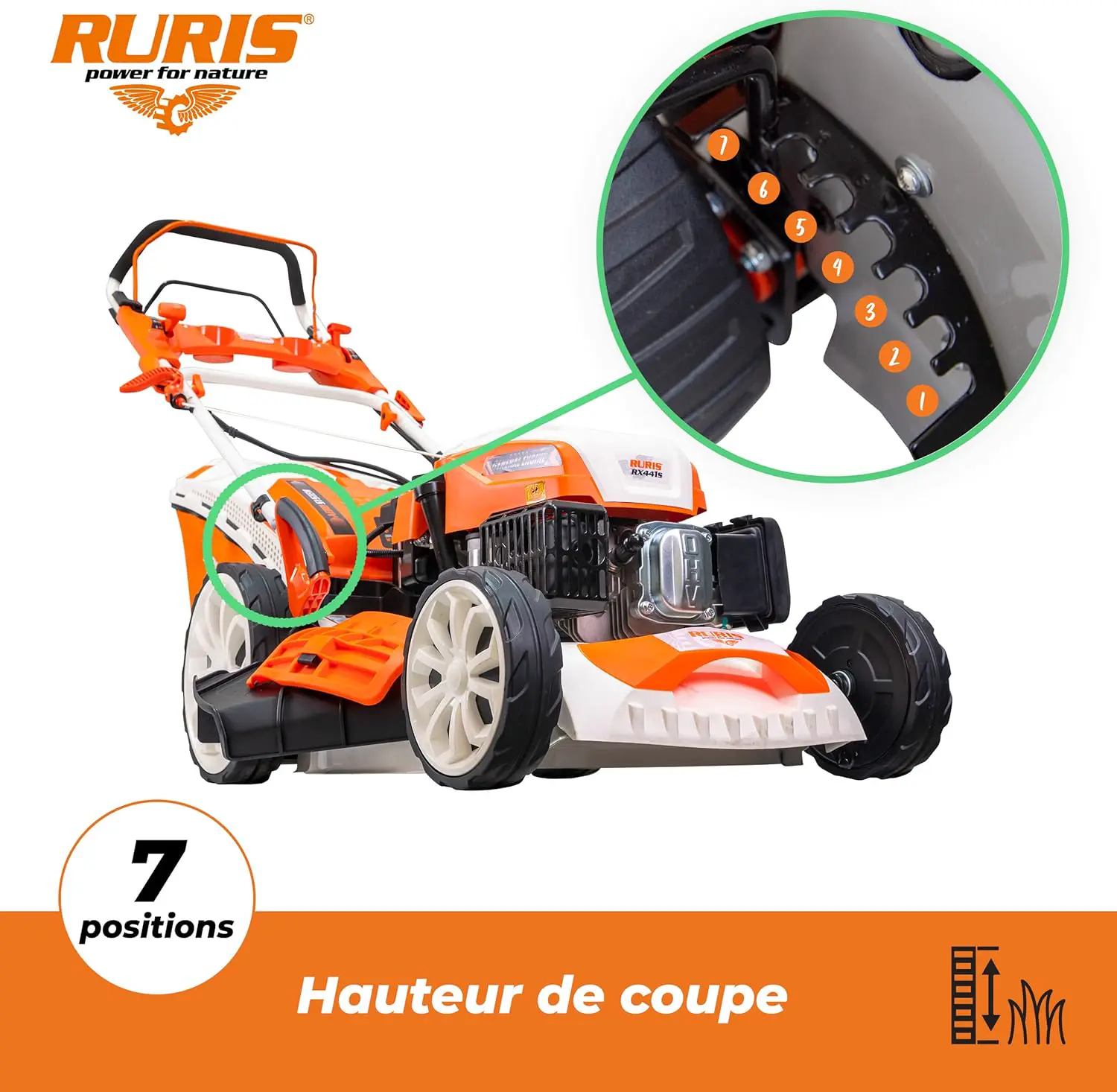 Tondeuse autoportée en métal orange vue 4