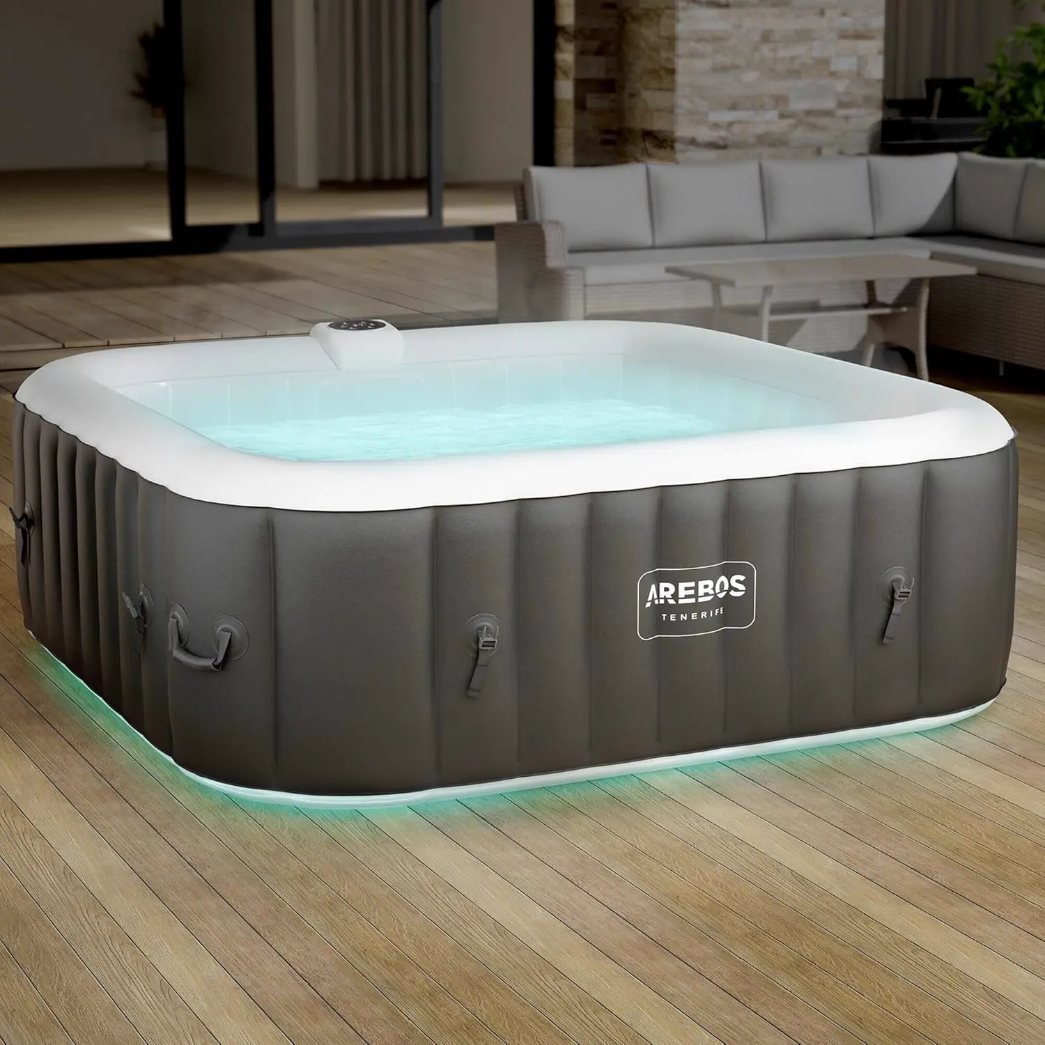 Arebos Spa Gonflable | Gonflable Automatique | Intérieur et extérieur