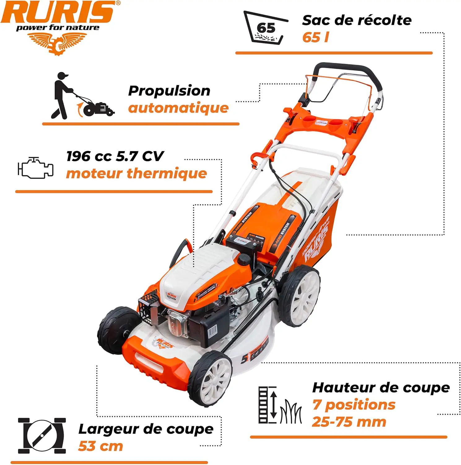Tondeuse autoportée en métal orange vue 2