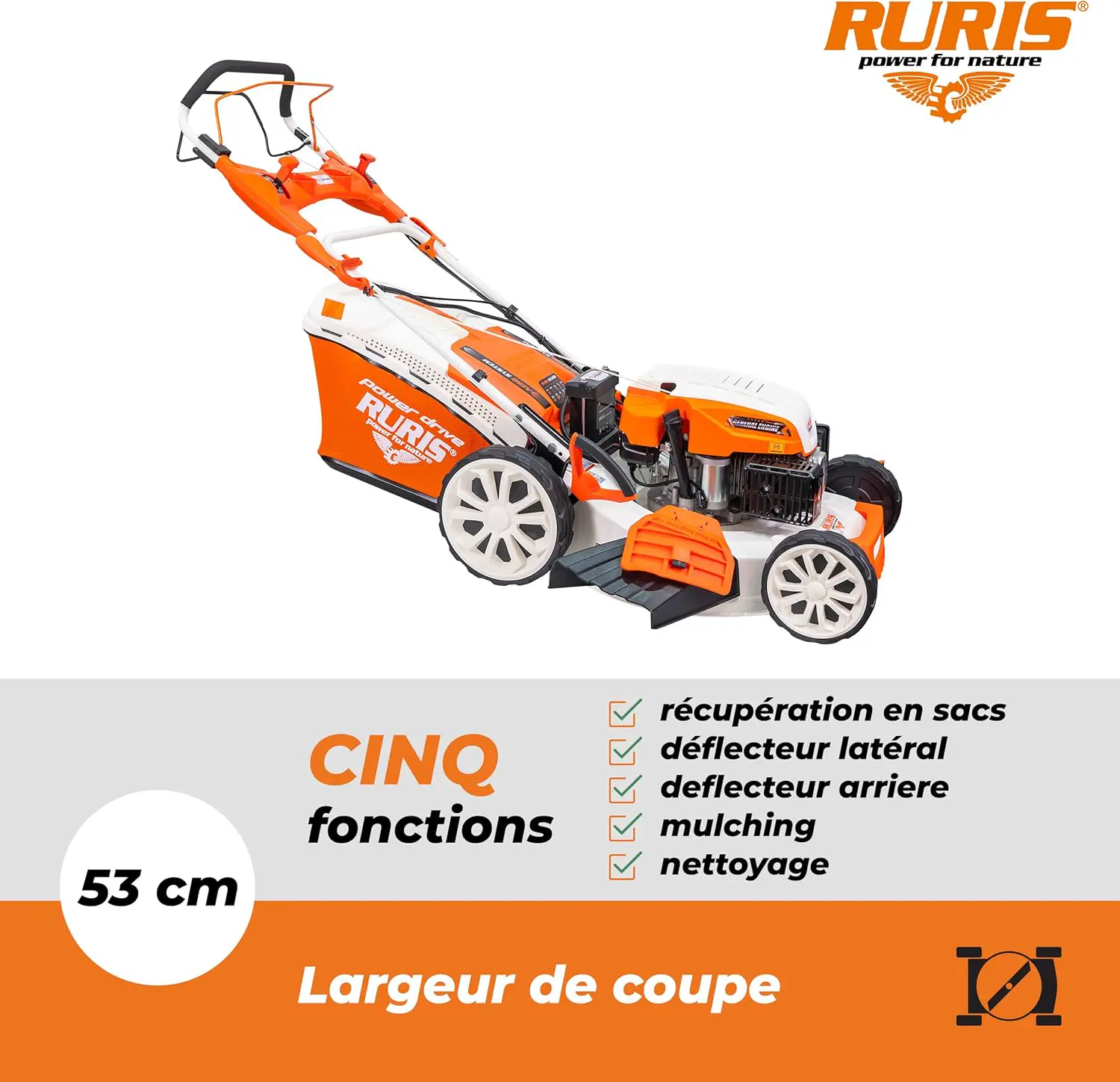 Tondeuse autoportée en métal orange vue 3