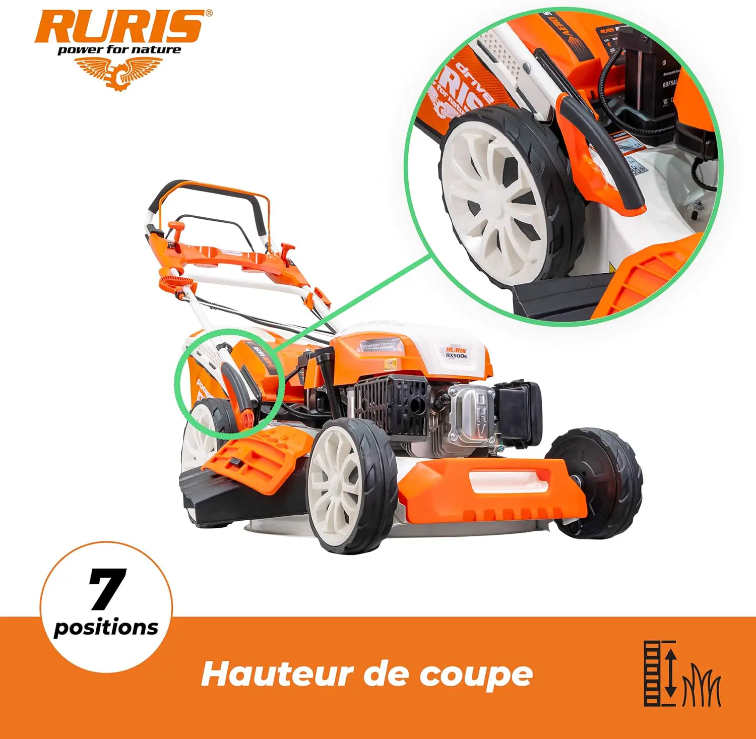 Tondeuse autoportée en métal orange vue 4