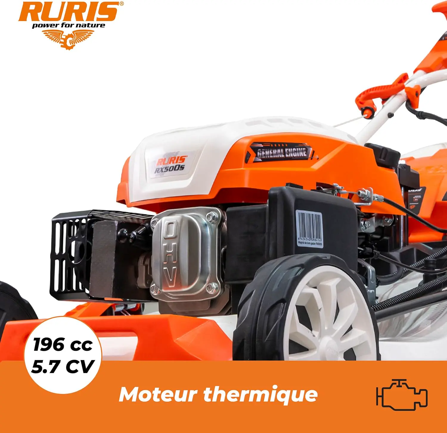 Tondeuse autoportée en métal orange vue 6