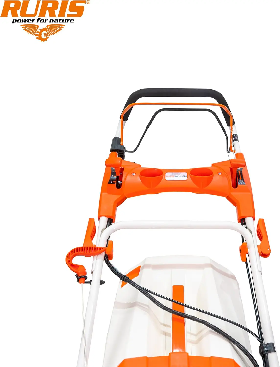 Tondeuse autoportée en métal orange vue 7
