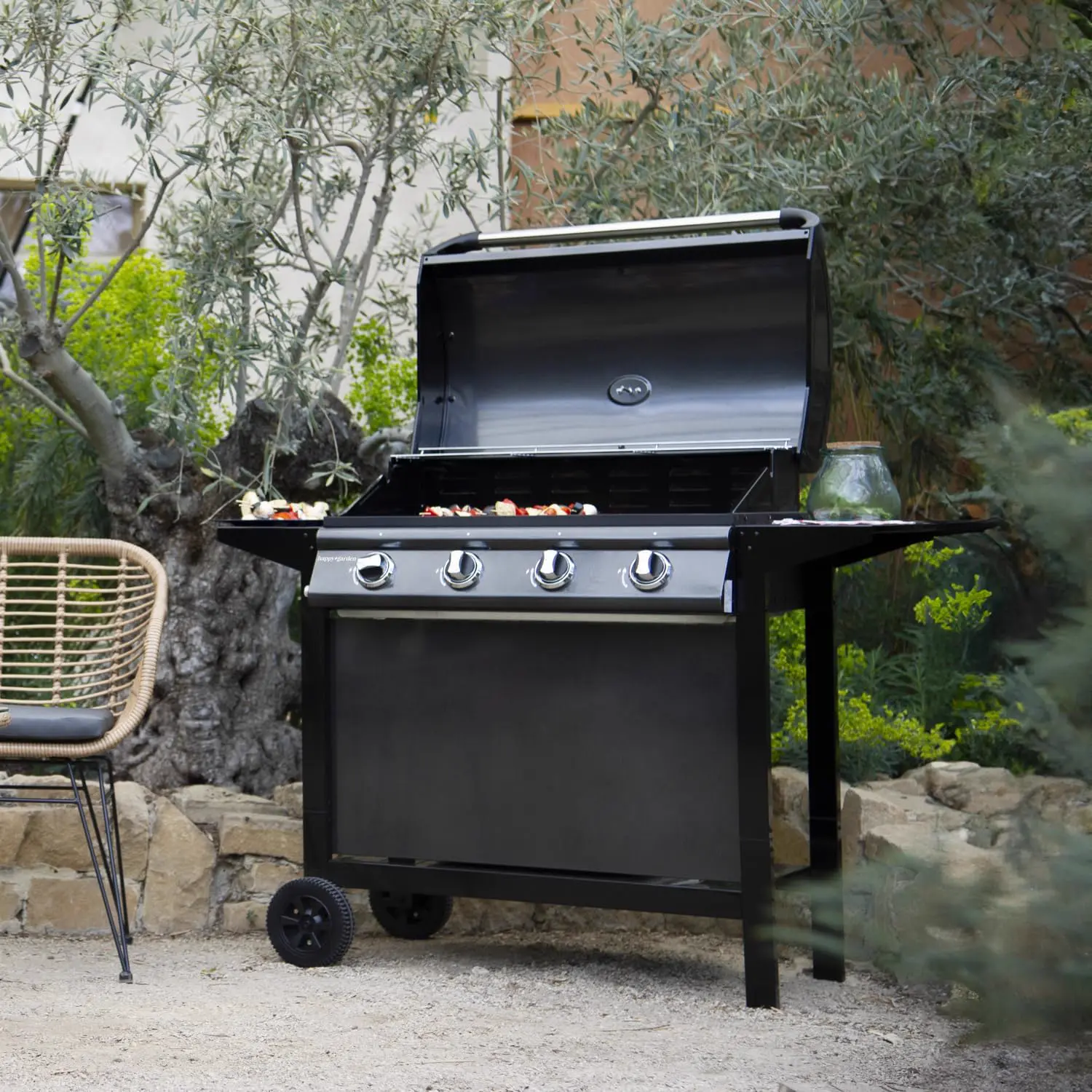 Barbecue à gaz en métal noir 76 m² vue 2
