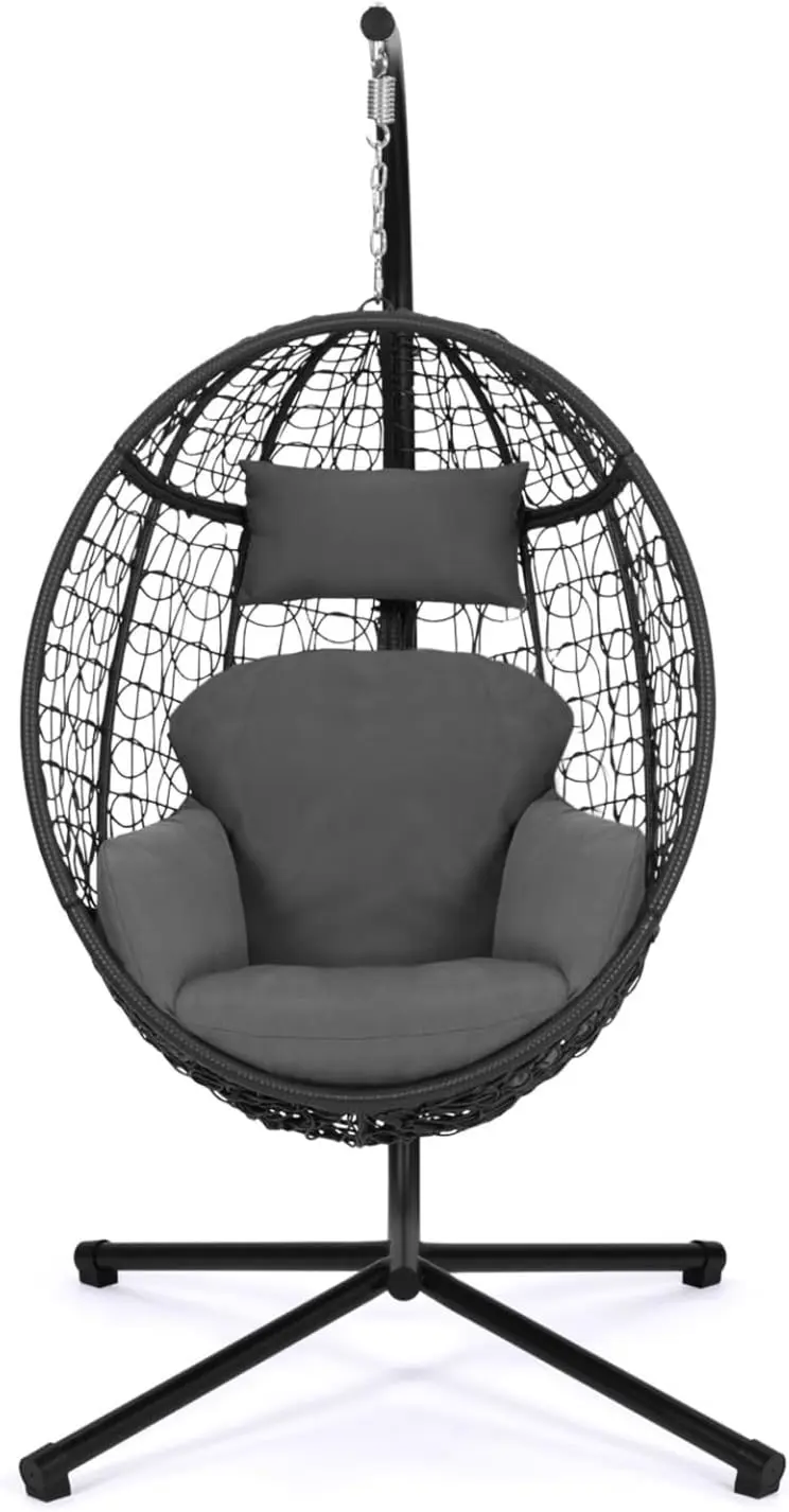 Fauteuils suspendus en rotin gris vue 5