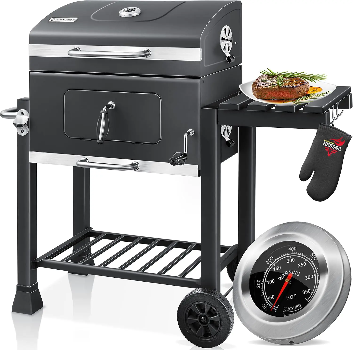 KESSER® Chariot à Barbecue | Grill XL à Charbon de Bois avec Couvercle
