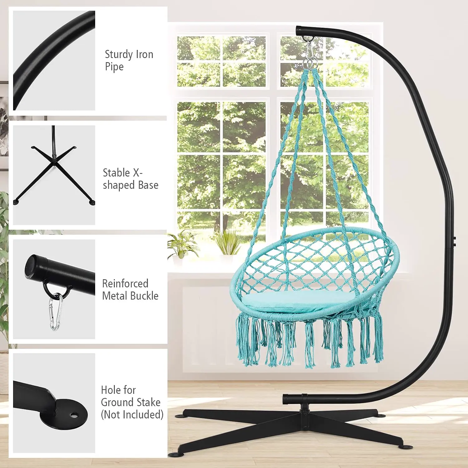 Fauteuils suspendus en métal noir vue 5