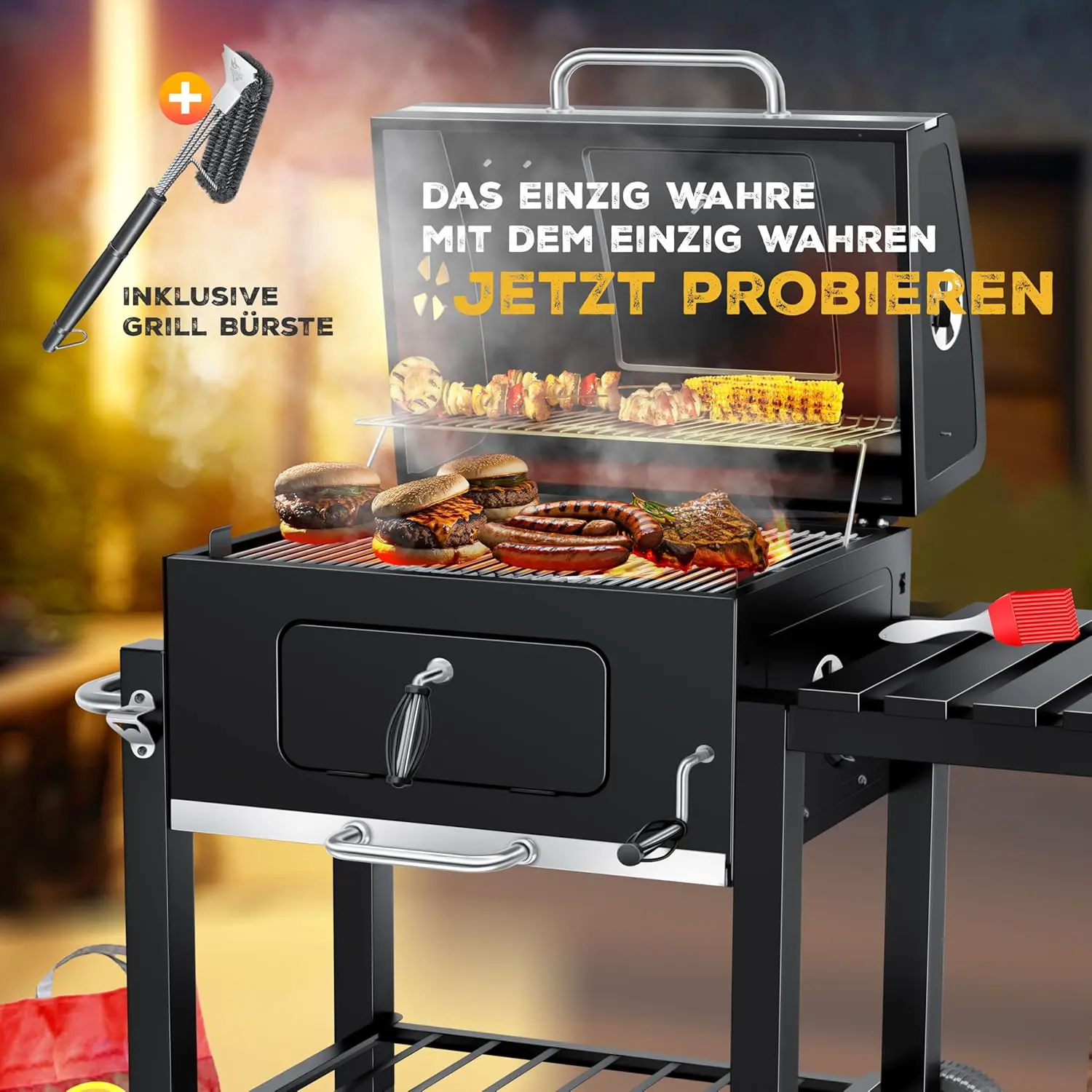 Barbecue weber en bois noir vue 2